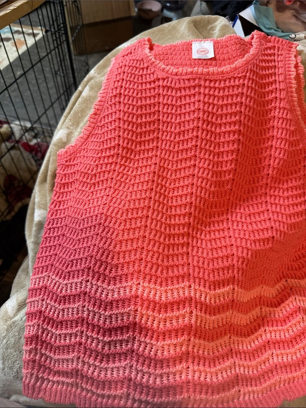 wonder nation Coral Gradient Crochet Knit Tank